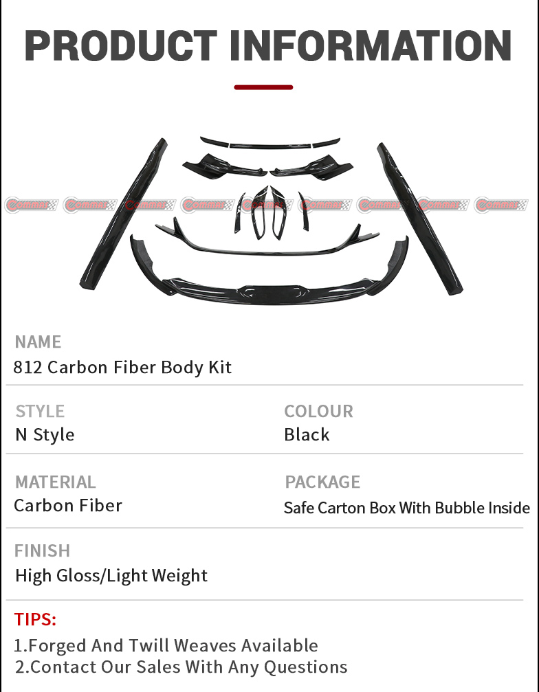 أطقم هيكل من ألياف الكربون الجافة من Novitec لسيارة فيراري 812